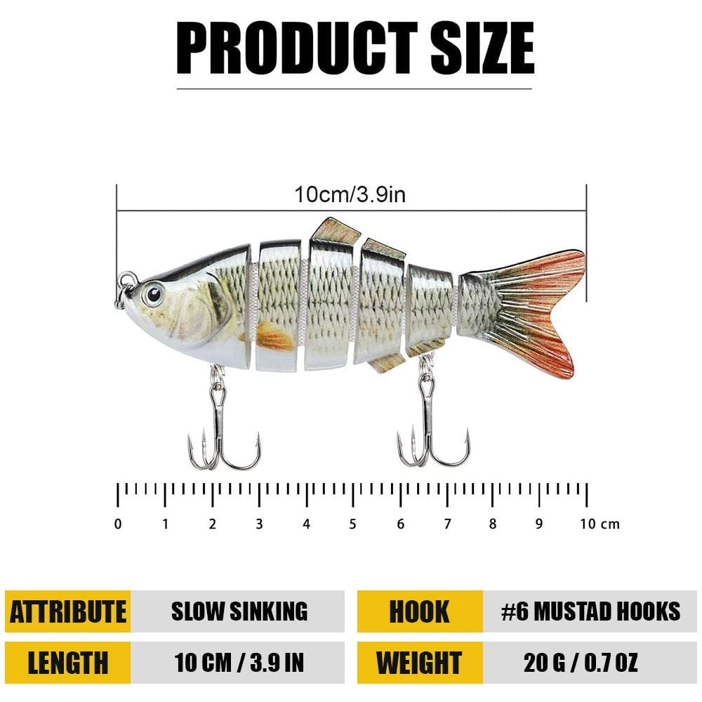 Basskiller Bass Lure Freshwater Kit, Segmented Fishing Lure with Bkk Hooks,  Paddle Tail Jointed Swimbaits for Bass Fishing, Sinking Action Trout Bait